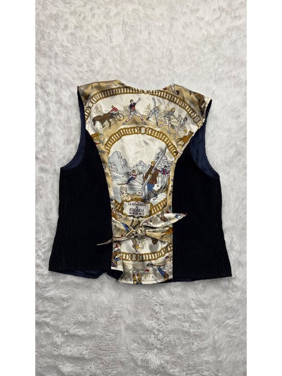 Escada Jackets & Blazers - Vintage 90's Escada Sport Blue Corduroy Button Down Vest Size 38 ( US 8)